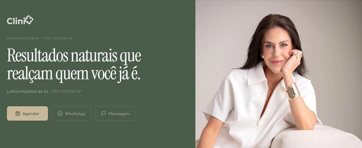Página pública do profissional na Clini+